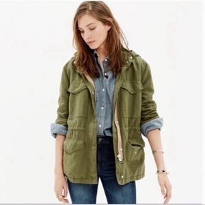 Madewell Utility Field Jacket XS Army Green Hooded